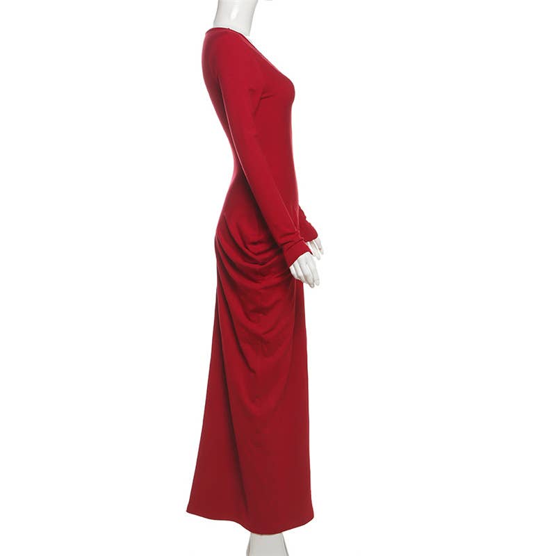 SEXY V-NECK HIGH-WAISTED SLIM DRESS WITH HIP WRAP