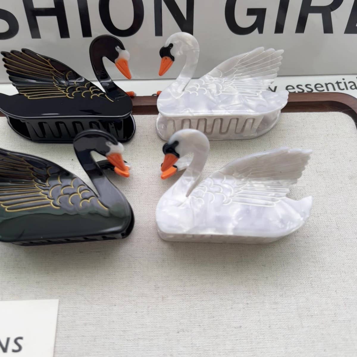 Elegant Swan Acetate Claw Clip for Girls