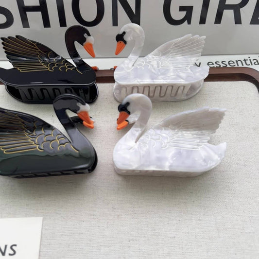 Elegant Swan Acetate Claw Clip for Girls