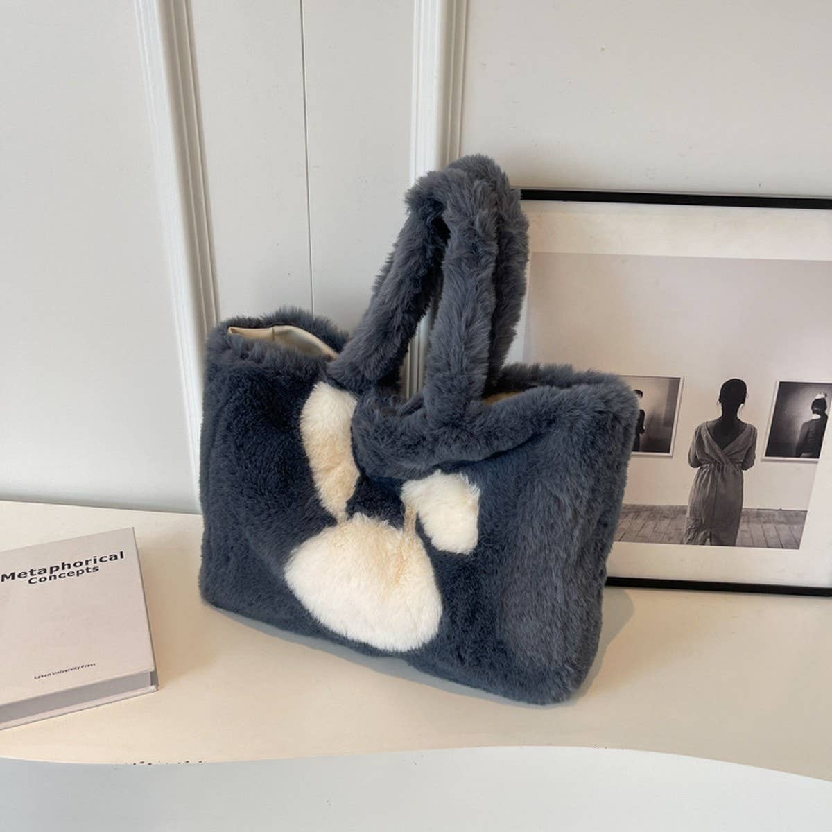 WINTER BIG EAR RABBIT HANDBAG SHOULDER PLUSH BAG_CWAB3949