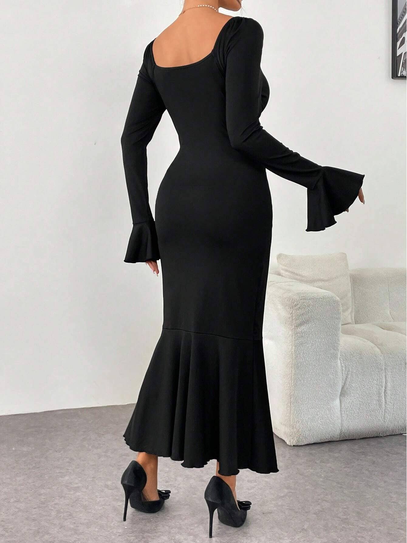 SLIM-FIT FISH TAIL WRAP HIP LONG SKIRT SEXY DRESS