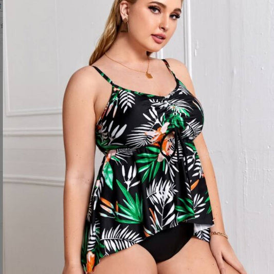 SIMPLE PRINTED SPLIT BIKINI SWIMSUIT_CWMW0229