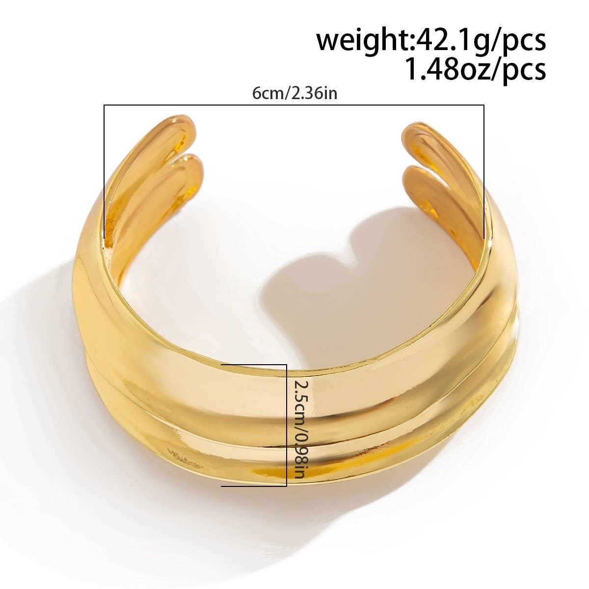 HIGH-GRADE METAL IRREGULAR GLOSSY OPEN BRACELET