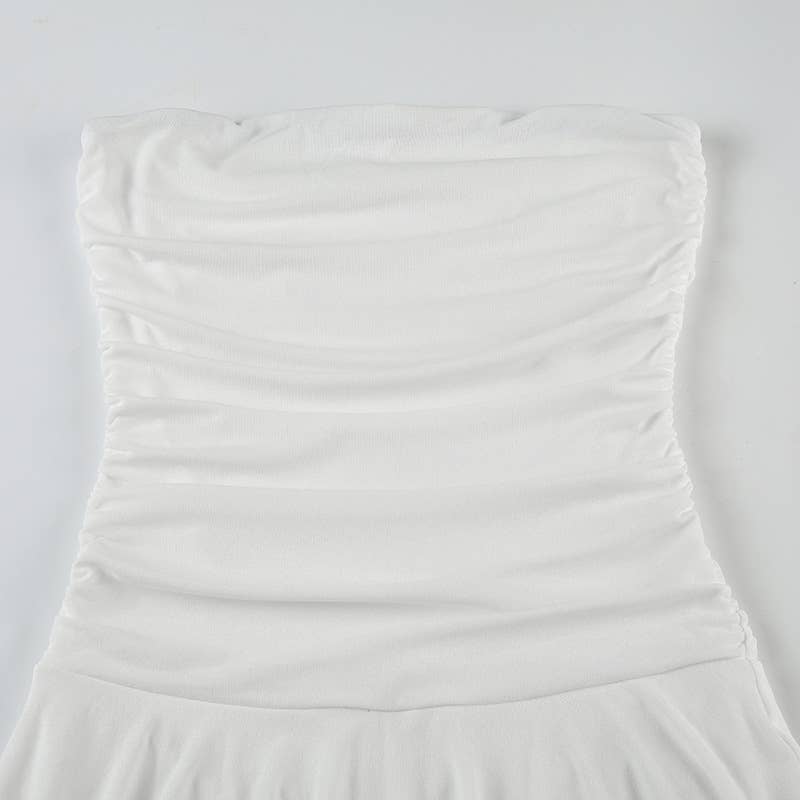 Sexy strapless double stretch irregular dress