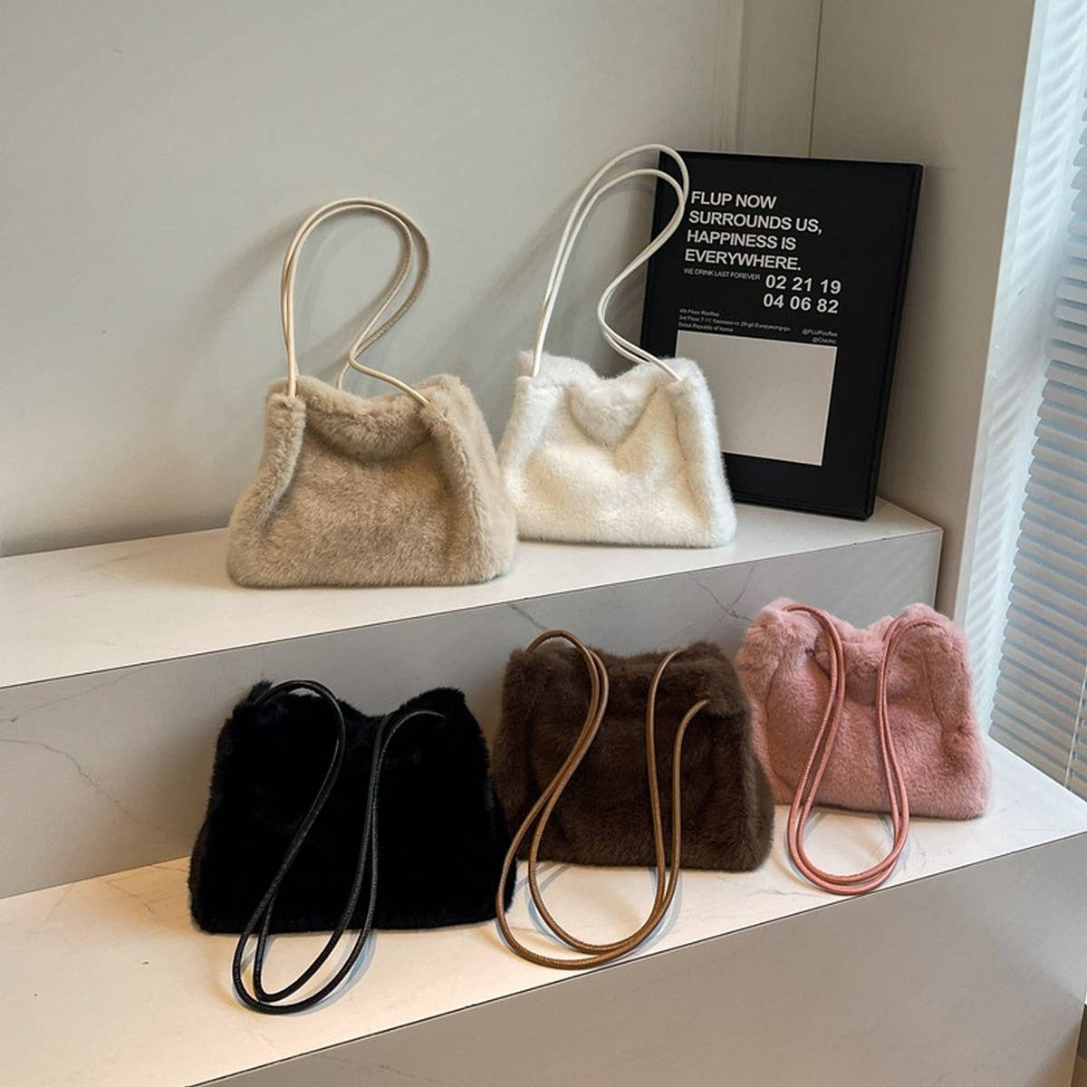 WINTER FASHION SHOULDER BAG SOFT CASUAL PLUSH BAG_CWAB3919