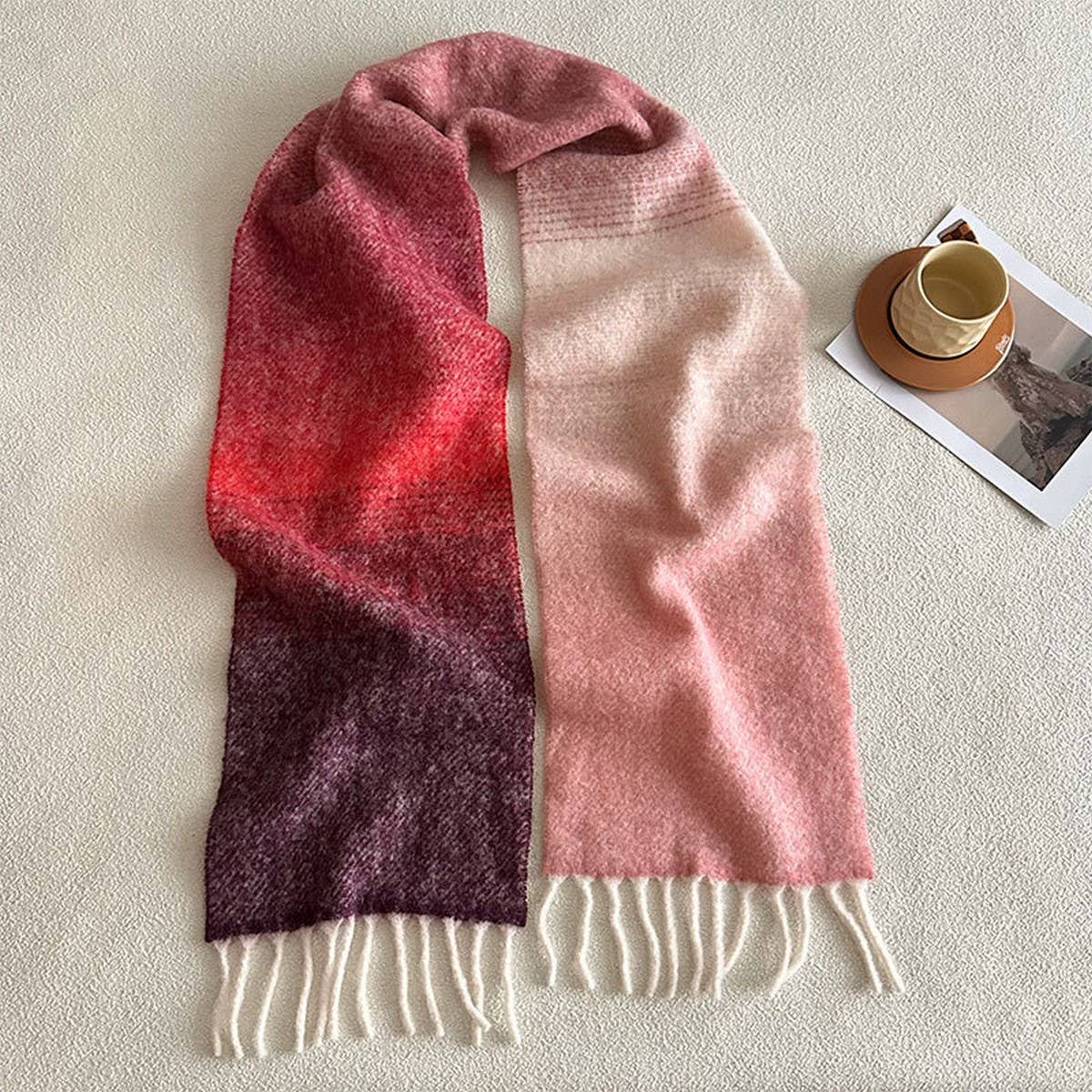 Gradient Wool Scarf ? Thick Soft Winter Wrap