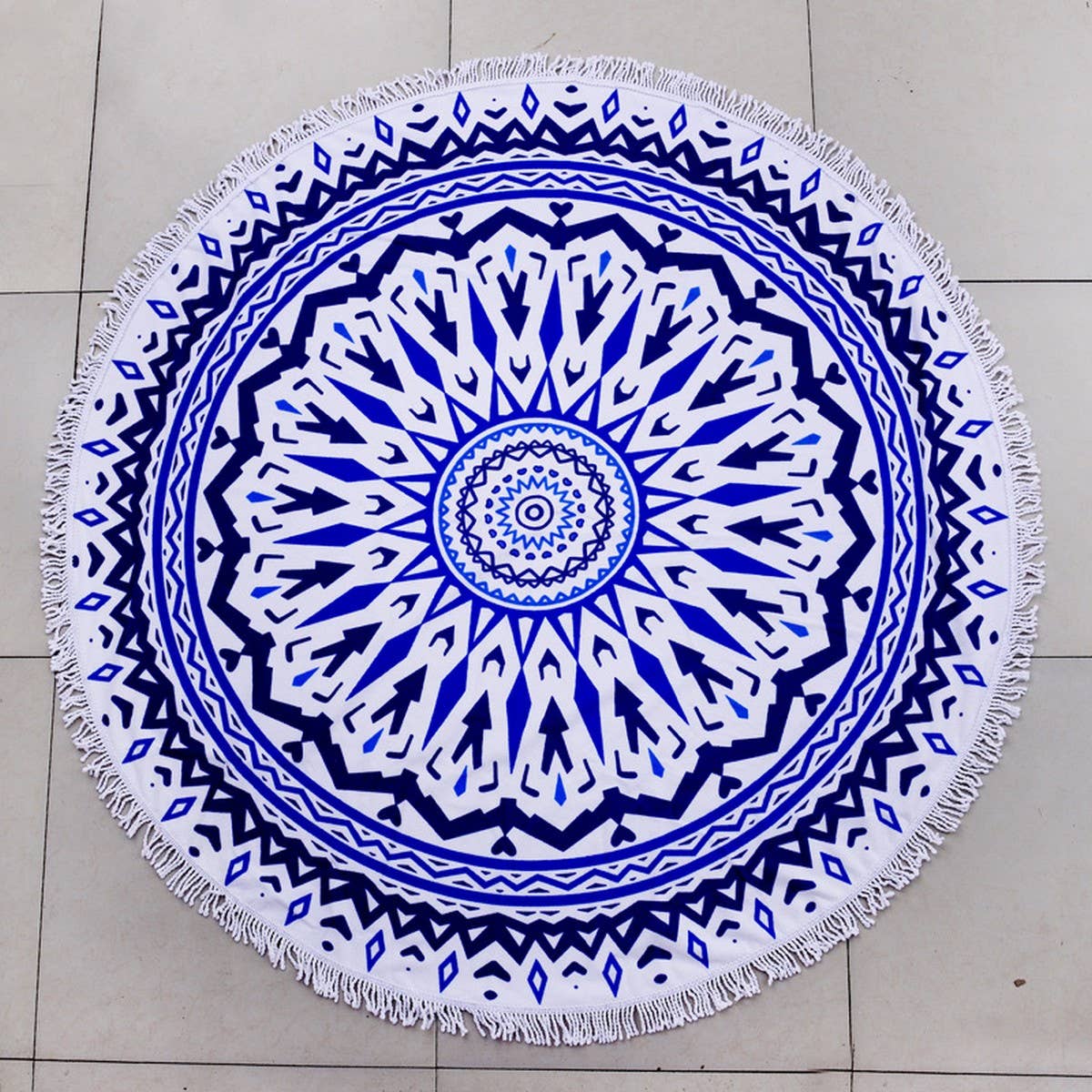 Round Microfiber Tassel Beach Towel Blanket