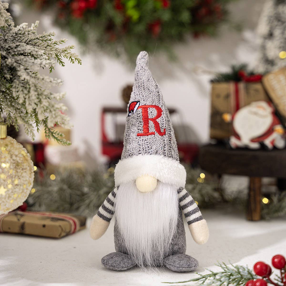 CWMM10338_CHRISTMAS KNITTED HAT GNOME RUDOLPH ORNAMENT