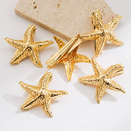 5PCS Metal Starfish Hair Clips, Bold Beach Style_CWAHA6218