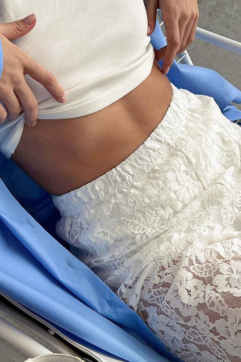 CWBLP894_SEE-THROUGH LACE SEXY WIDE-LEG TROUSERS