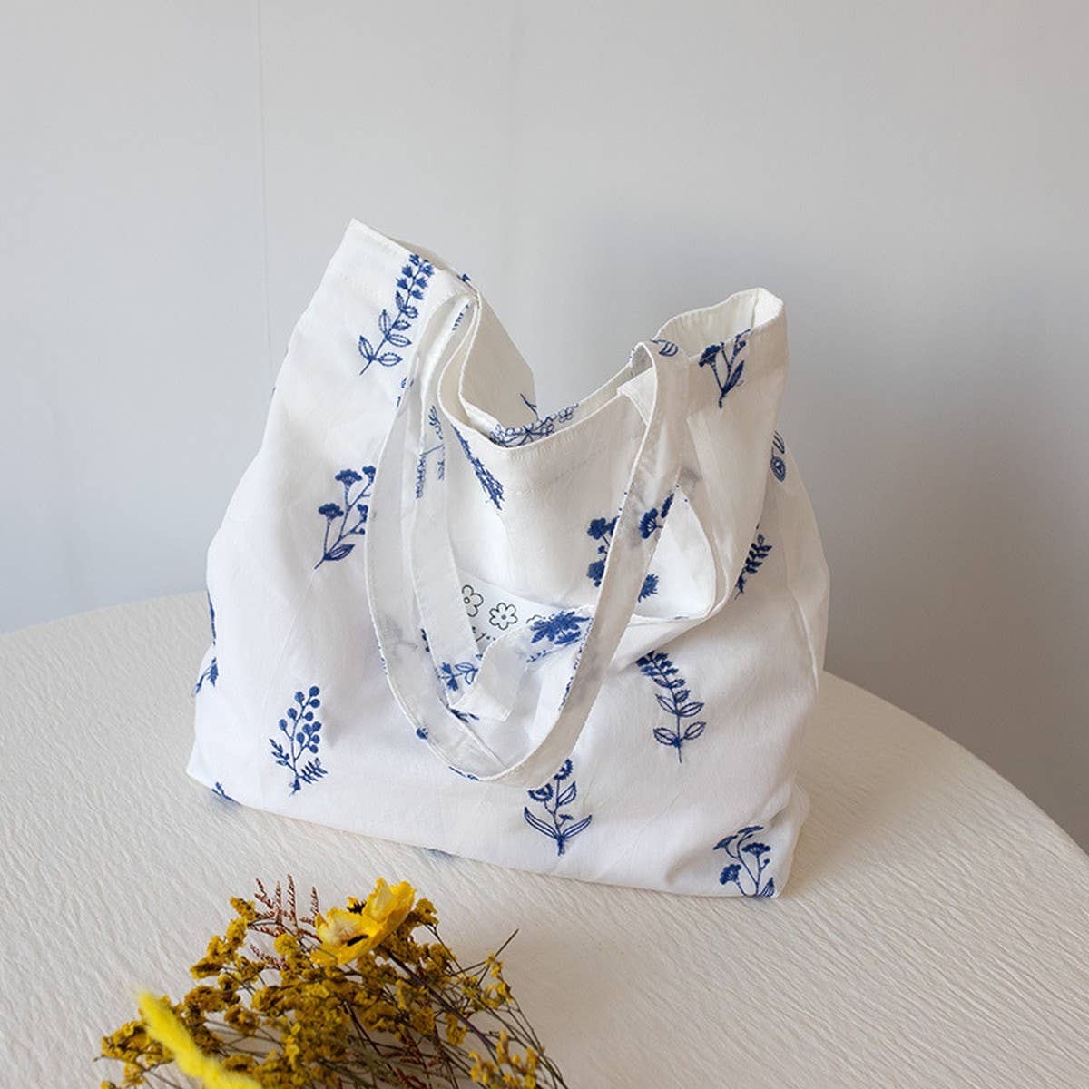 Casual Large Cotton Tote Bag, Artistic Design_CWAB5633