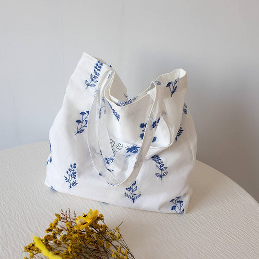 Casual Large Cotton Tote Bag, Artistic Design_CWAB5633