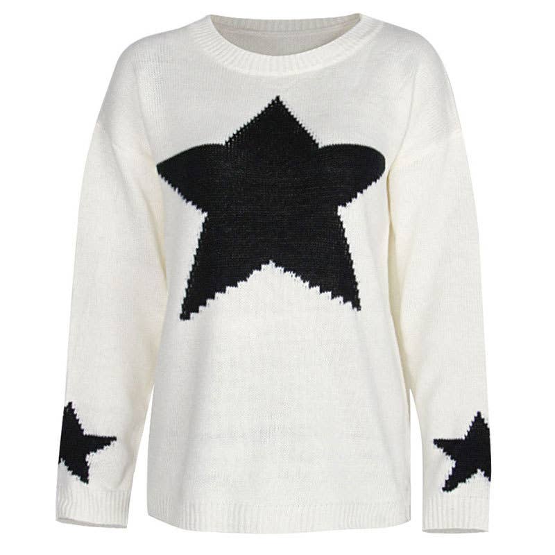 SLOUCHY STAR PULLOVER KNIT PULLOVER SWEATER