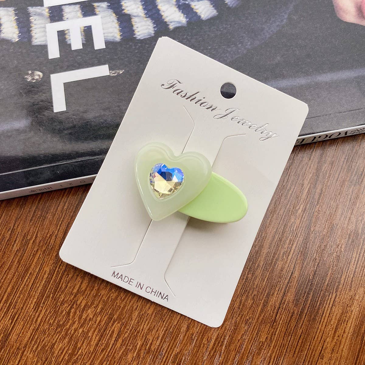 Children's cute heart-shaped diamond hairpin_CWAHA0730