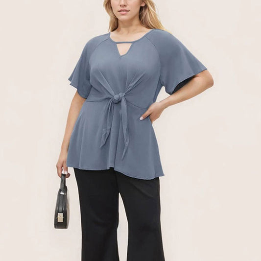 Elegant V-Neck Waist Slimming Loose Fit Tee