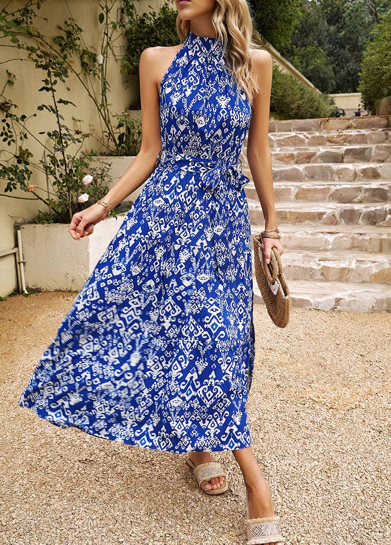 ELEGANT SLEEVELESS PRINTED DRESS