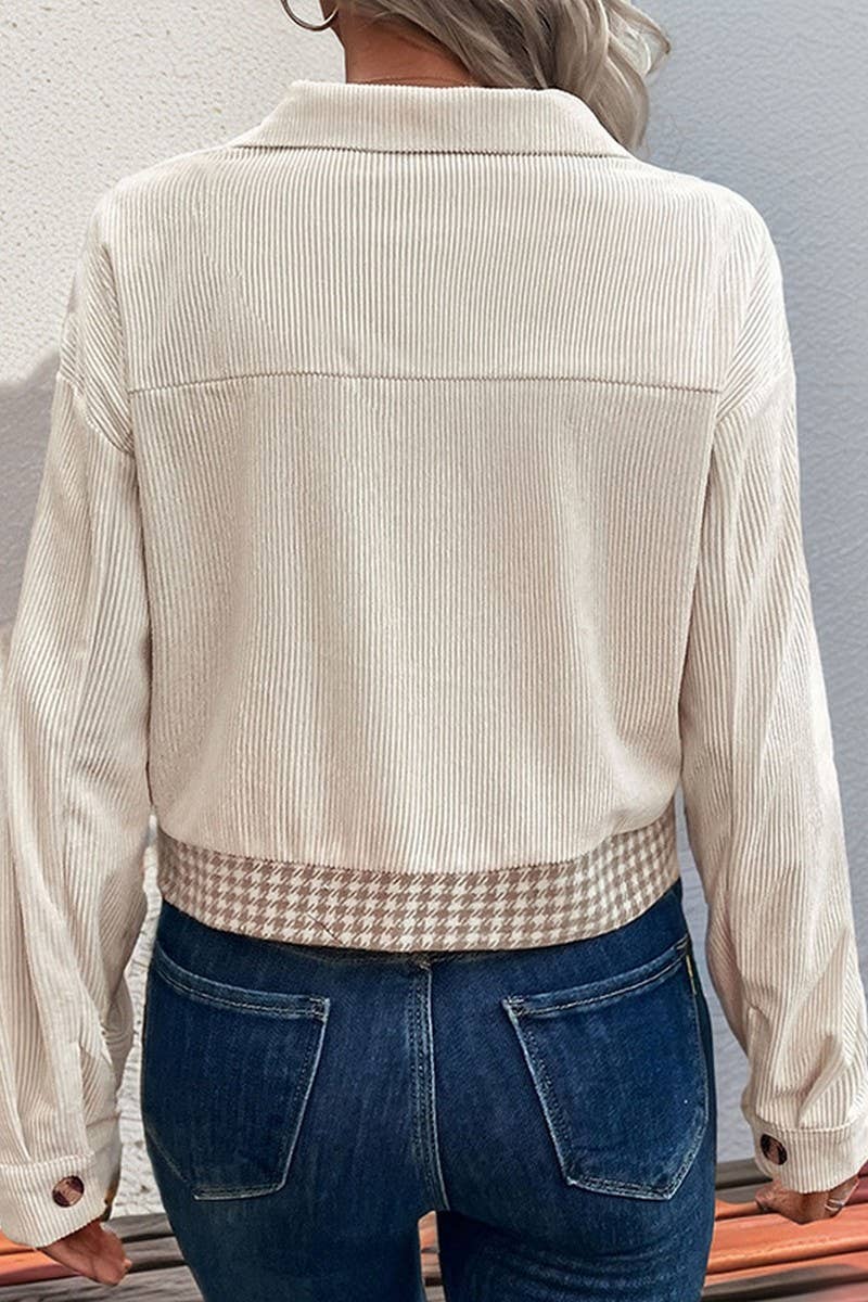 CWOCO0225_CHECK CORDUROY BUTTON SHORT JACKET