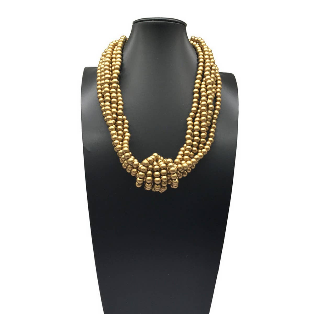 BOHEMIAN MULTI-LAYER WOODEN BEAD KNOT NECKLACE_CWMM4735