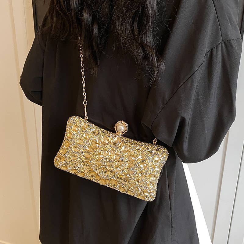 Fashionable colored diamond crossbody chain bag