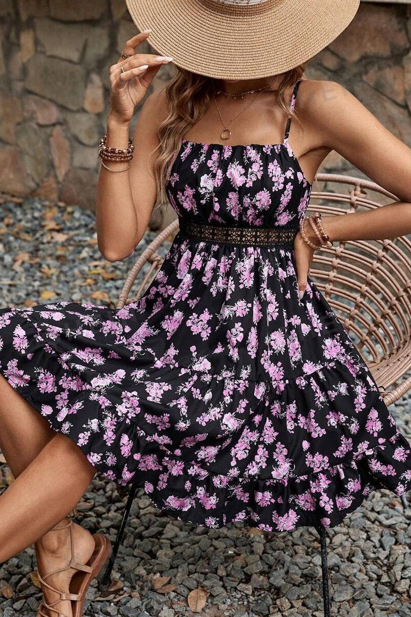 CWDSD8286_SUMMER FRENCH LACE ADJUSTABLE STRAP SHORT DRESS