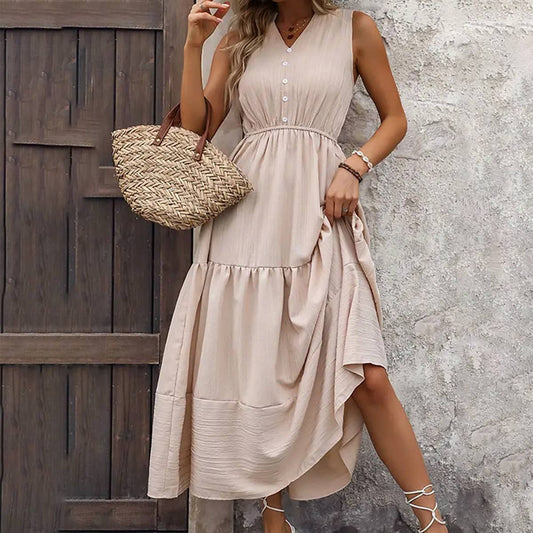 SOLID COLOR TEMPERAMENT SLIM DRESS_CWDMD1235