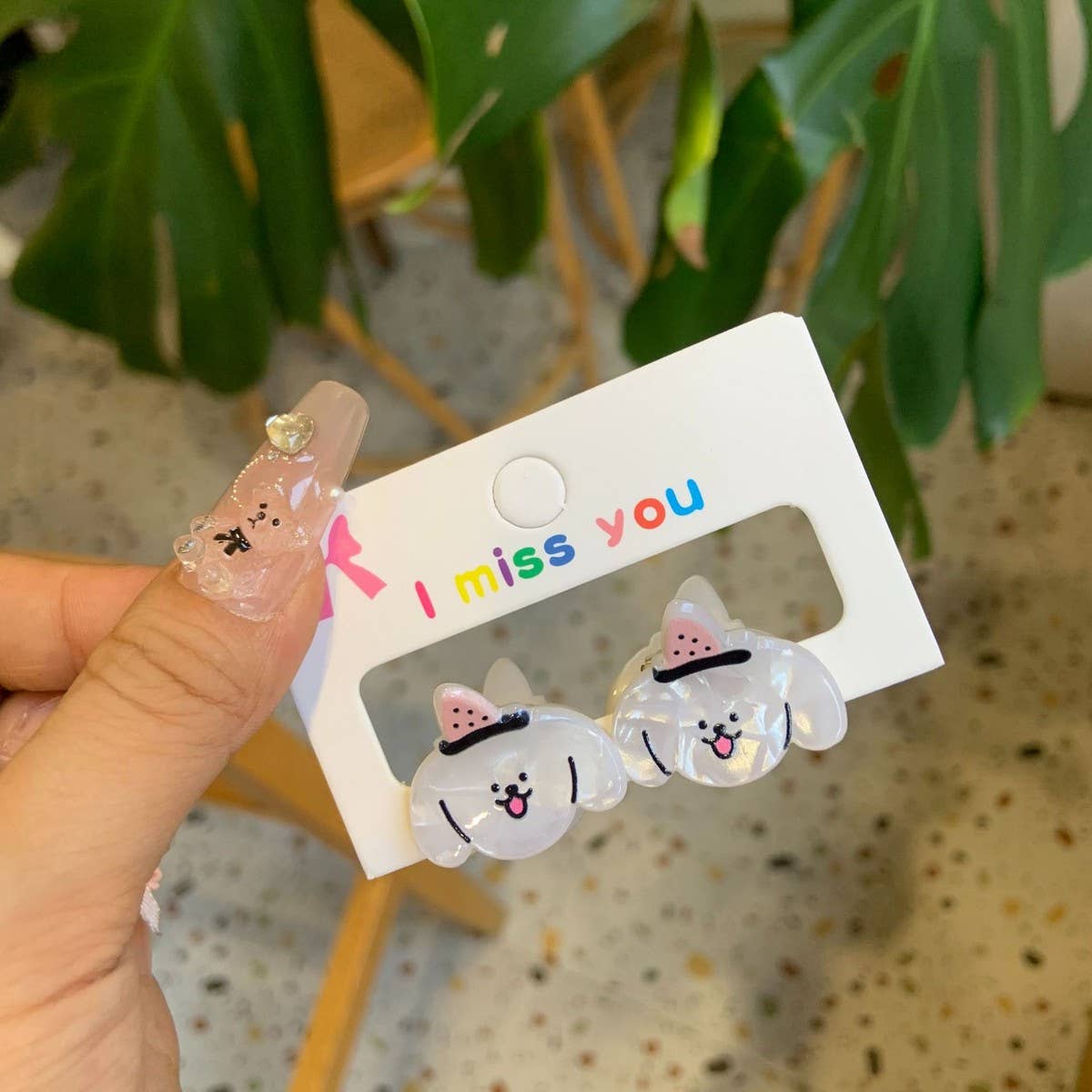 CWAHA4457_GIRL PUPPY BEAR CUTE CARTOON HAIRPIN