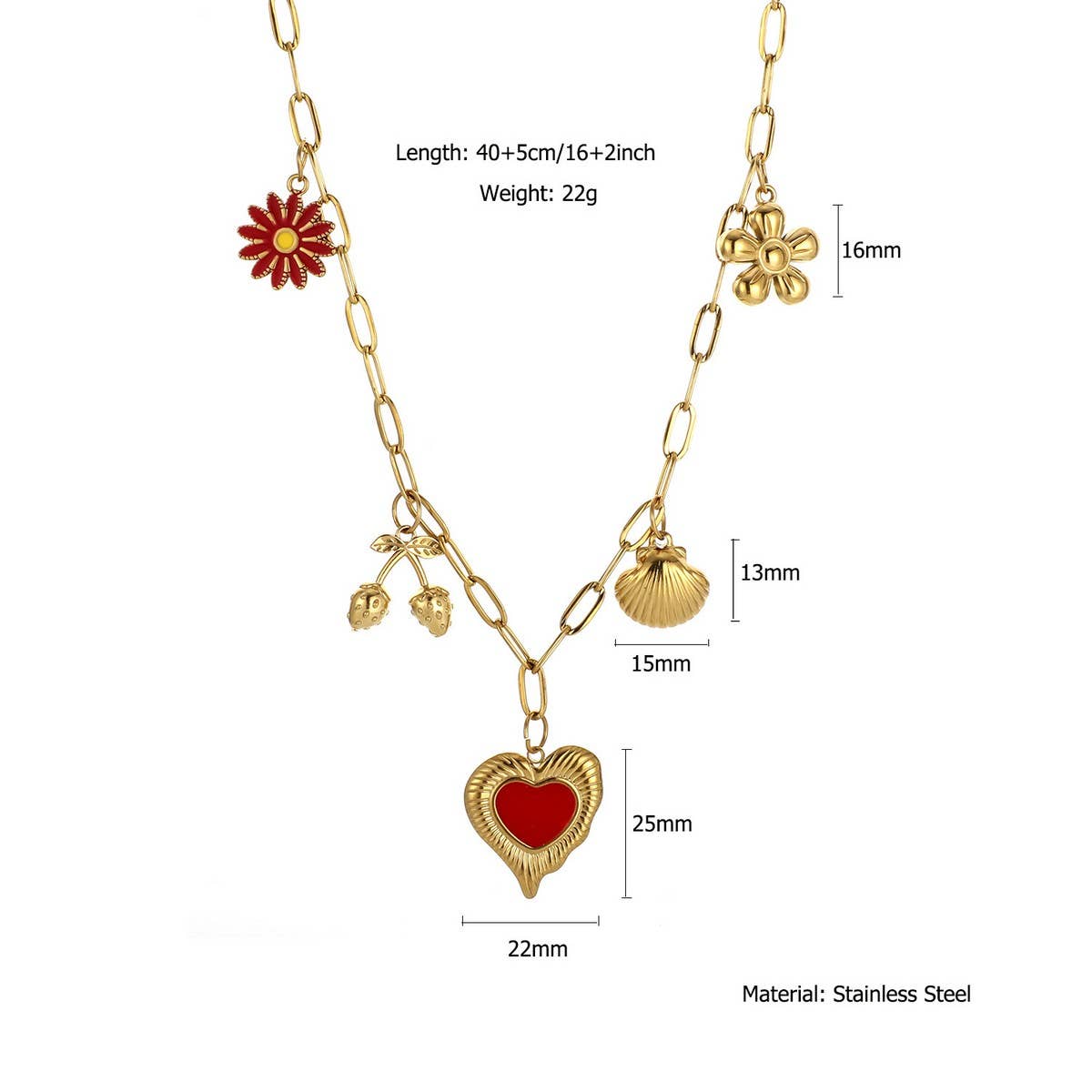 Fashion Steel Necklace with Crab & Heart Charm_CWMM8853