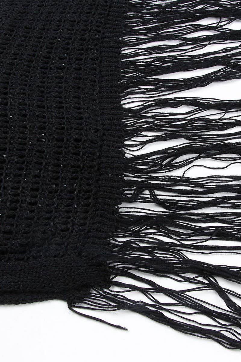 CWDMD4776_KNITTED CROCHET TASSEL SEXY HOLLOW BEACH DRESS