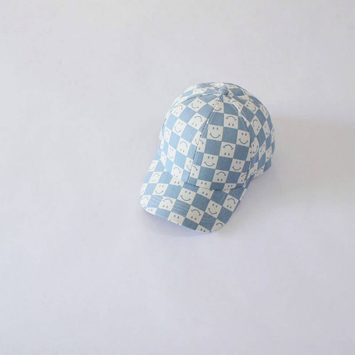 CHILDREN'S CHECKERBOARD SMILEY FACE BASEBALL CAP_CWAH2892