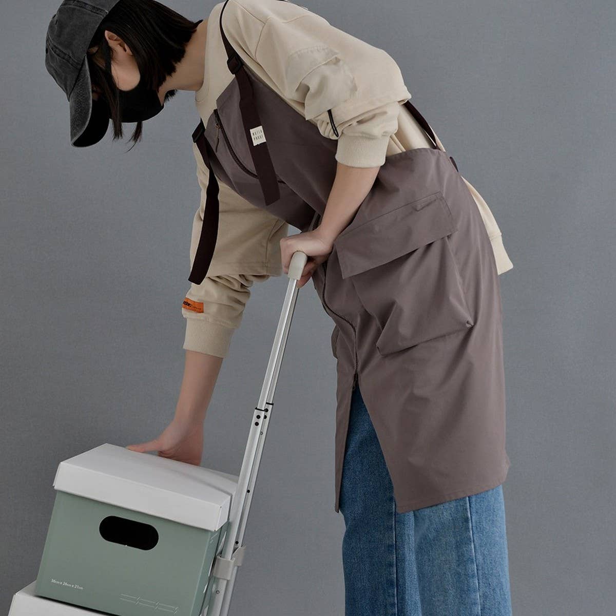 Adjustable zipper Aprons with pockets Work clothes_CWMM3307