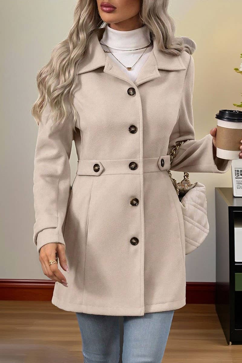 CWOCO00230_SOLID COLOR LAPEL WOOLEN SUIT SLIM COAT