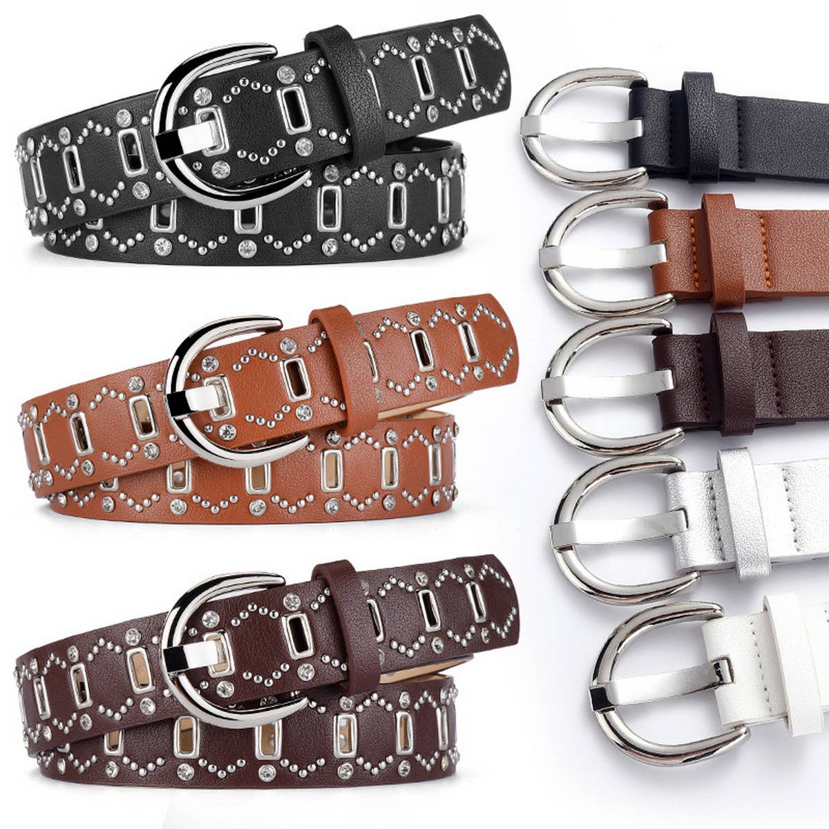 WOMEN POPULAR DIAMOND RIVET PUNK STYLE BELT_CWABE0585