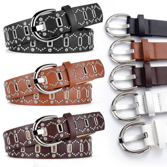 WOMEN POPULAR DIAMOND RIVET PUNK STYLE BELT_CWABE0585