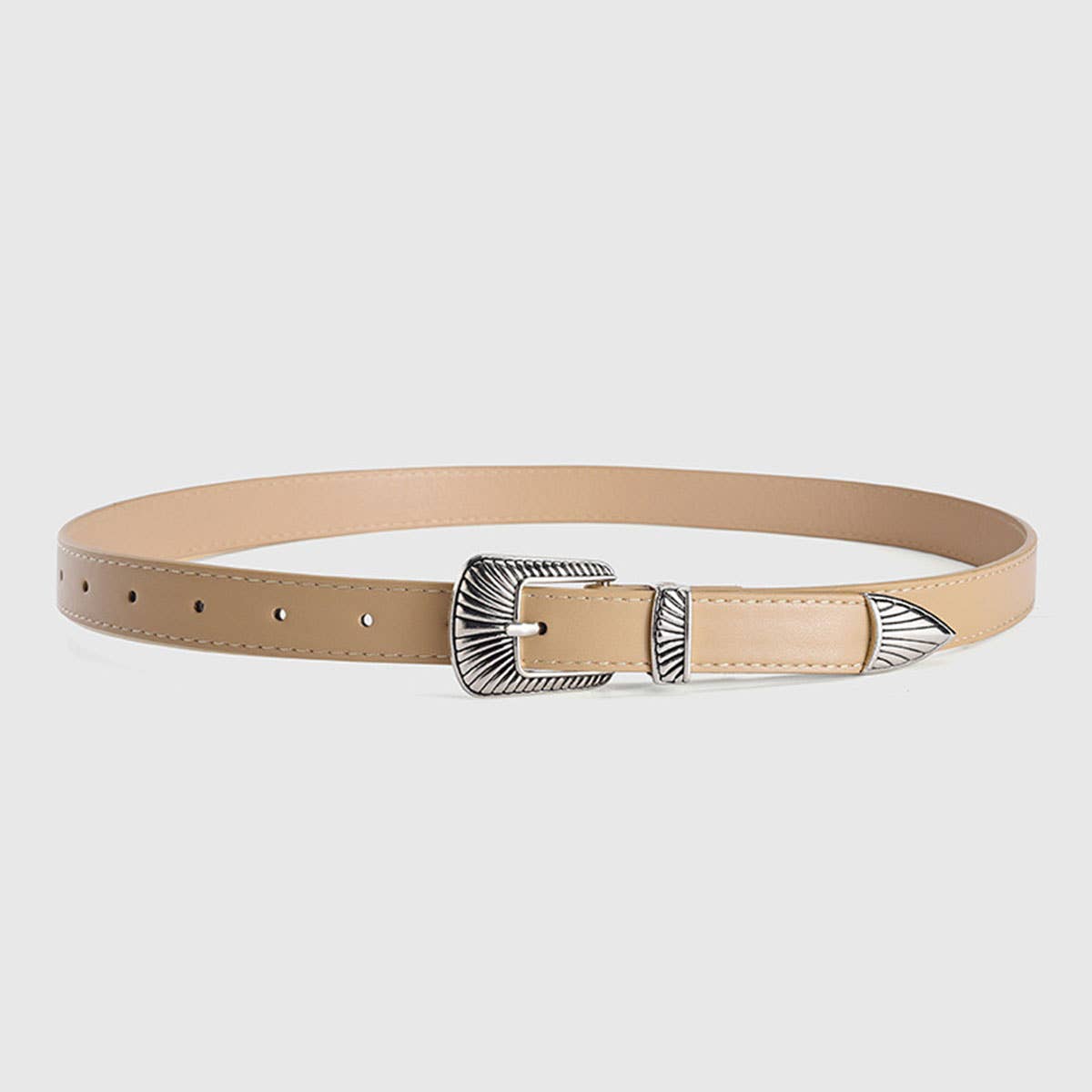 Retro silver buckle simple and versatile belt