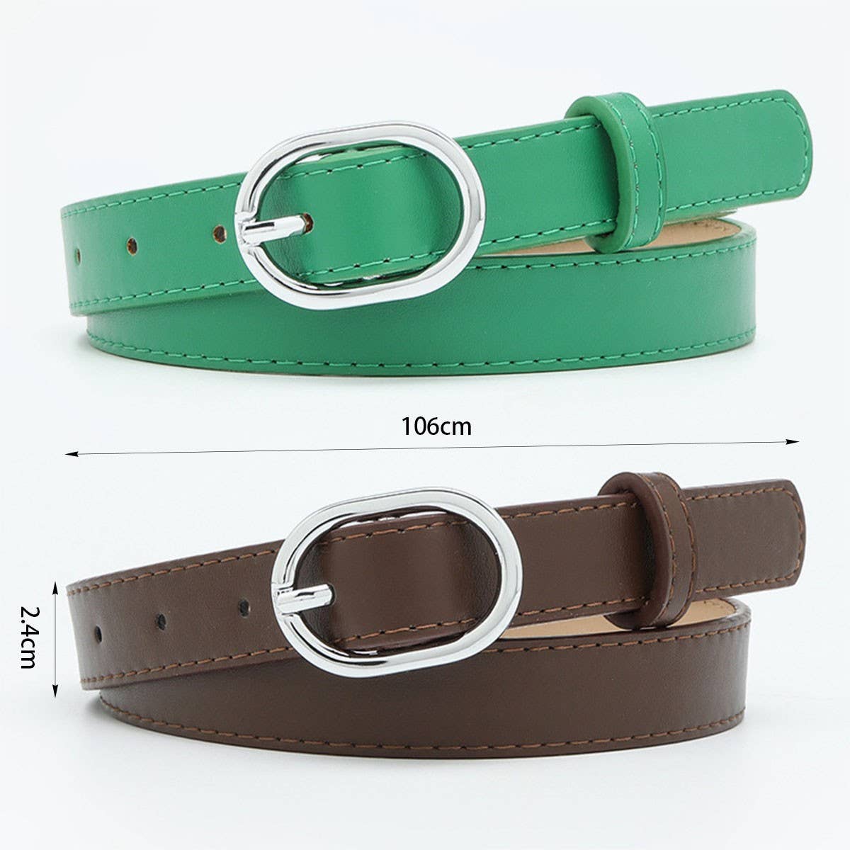 WOMEN'S BELT WITH SIMPLE SILVER BUCKLE DECORATION