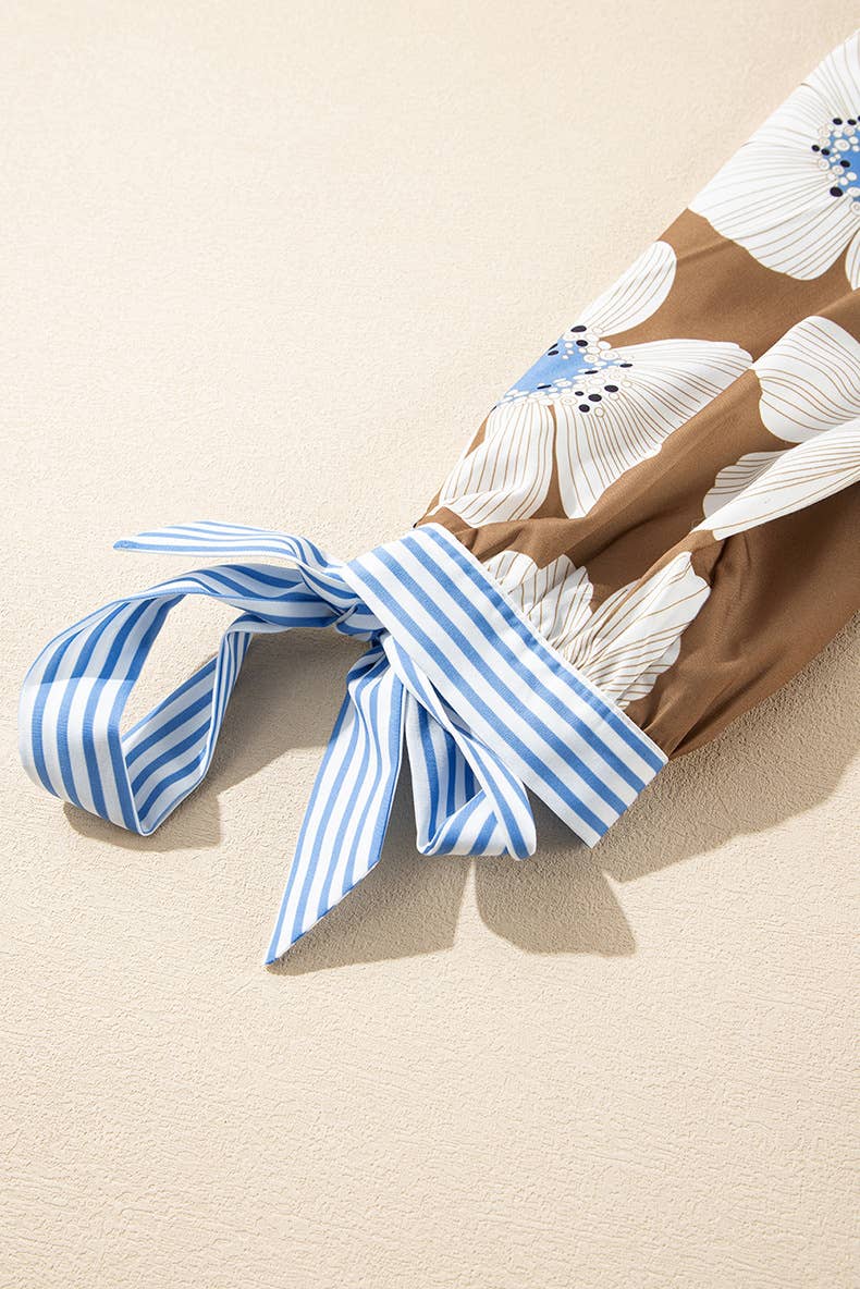 Fashion color matching striped strap print top