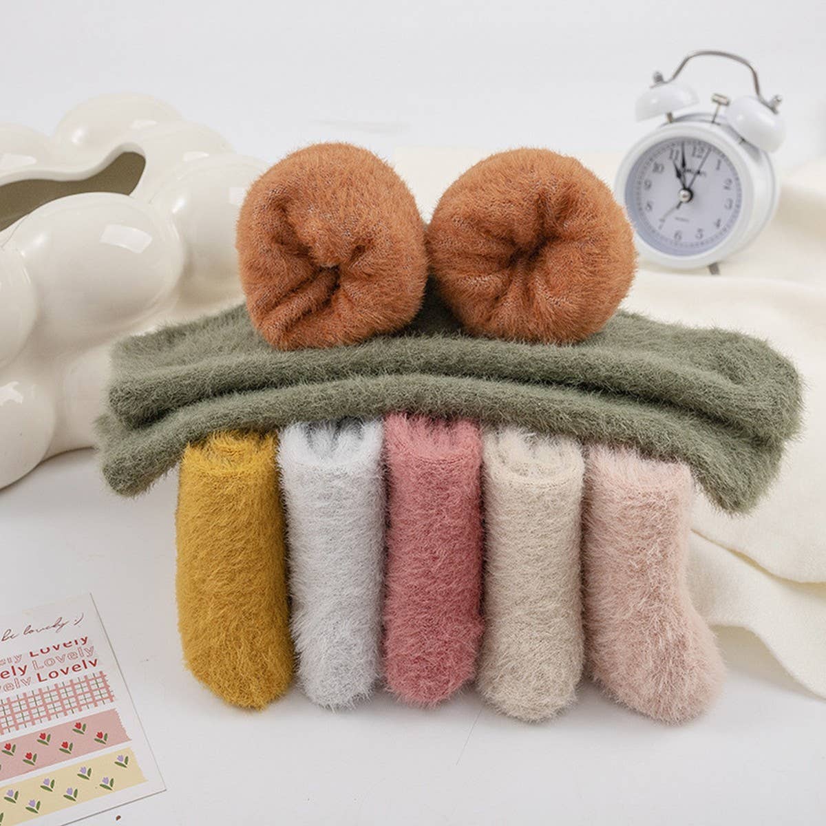 WINTER WARM MID-TUBE SOCKS SOLID COLOR SOCKS