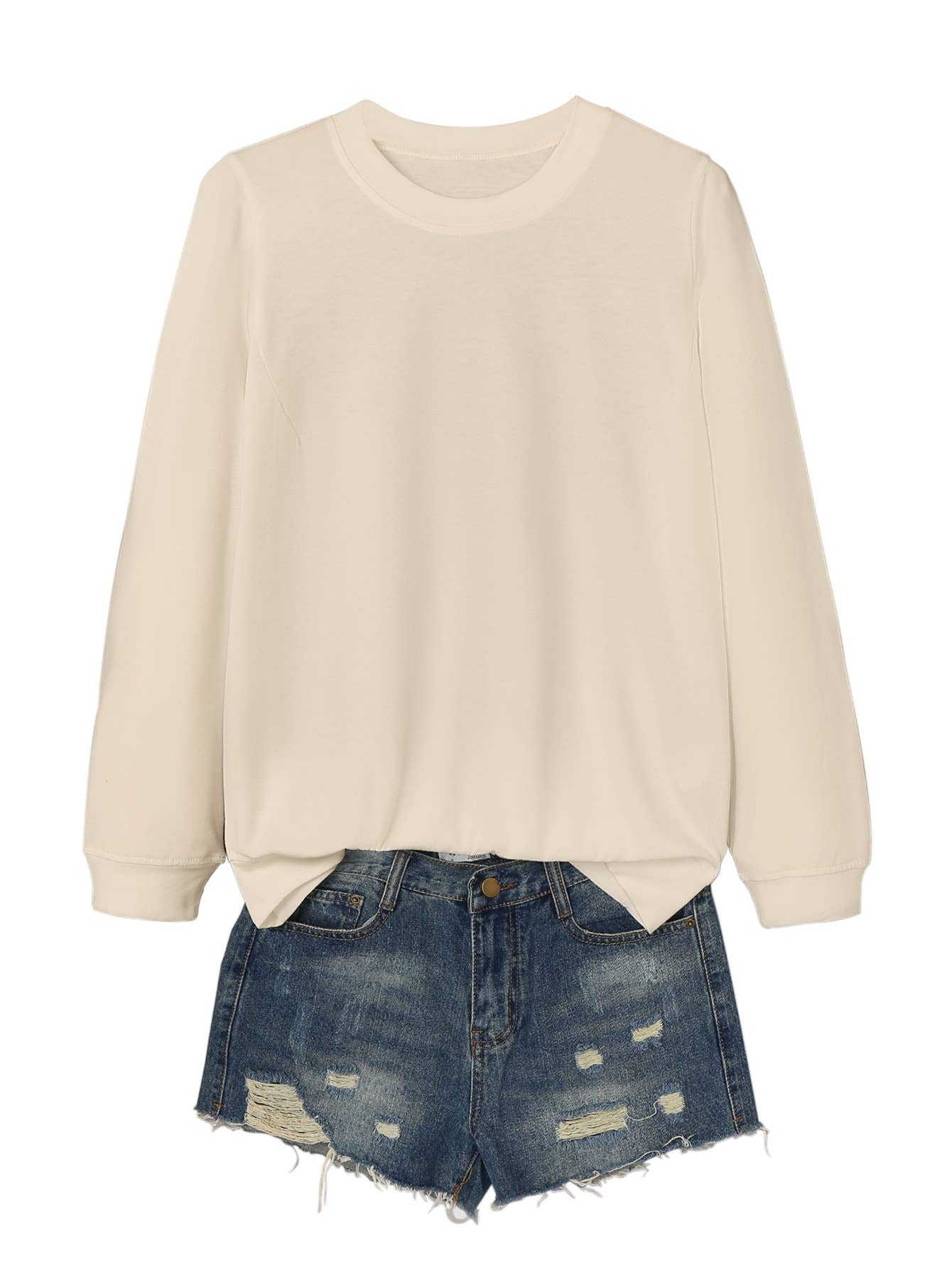 SOLID COLOR CASUAL CREWNECK COMFORTABLE T-SHIRT