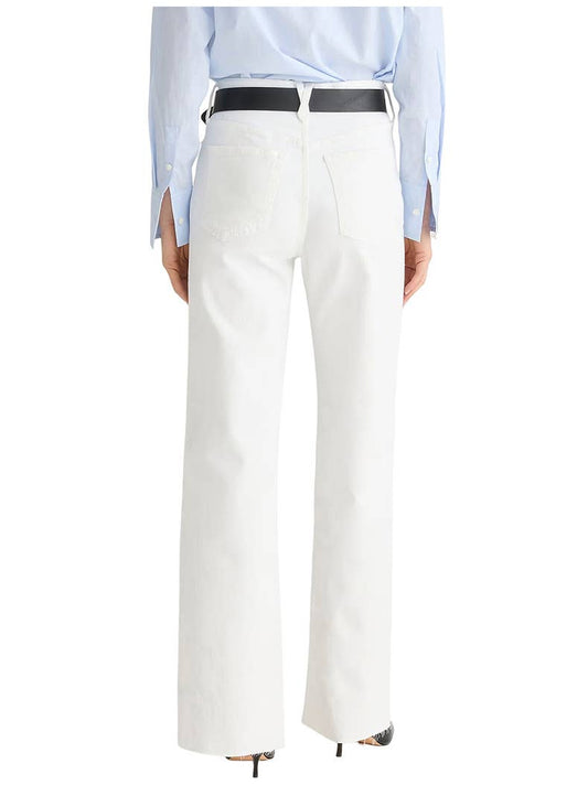 Stretch solid color straight cut denim pants