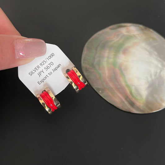 LIGHT LUXURY RED C-SHAPED EARRINGS