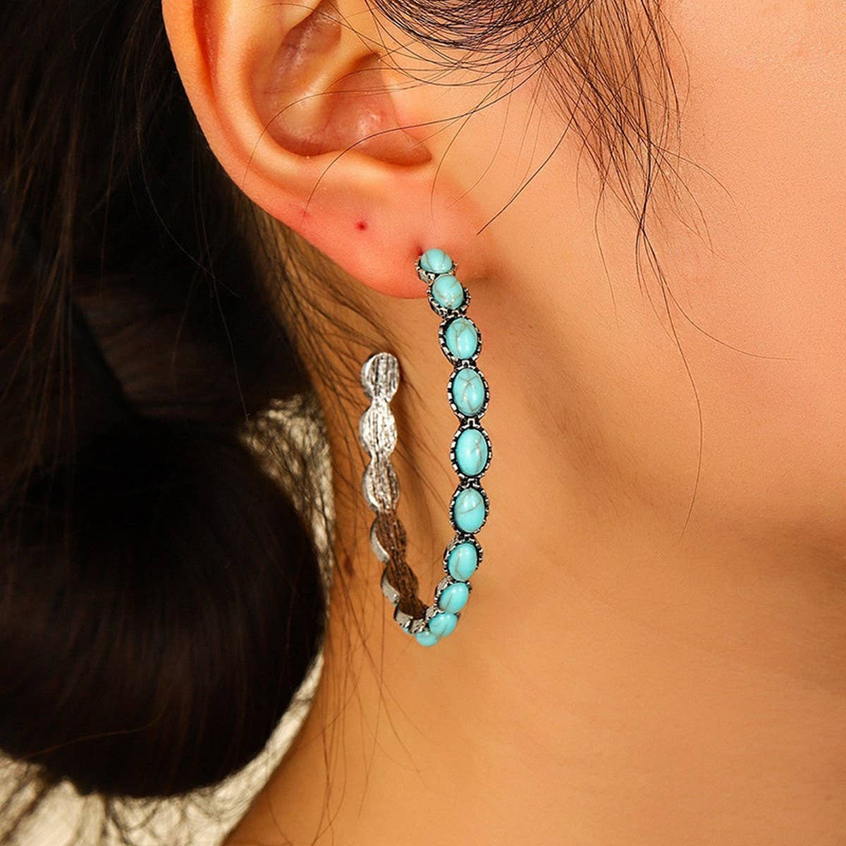 NEW RETRO GEOMETRIC CIRCLE C-SHAPED EARRINGS
