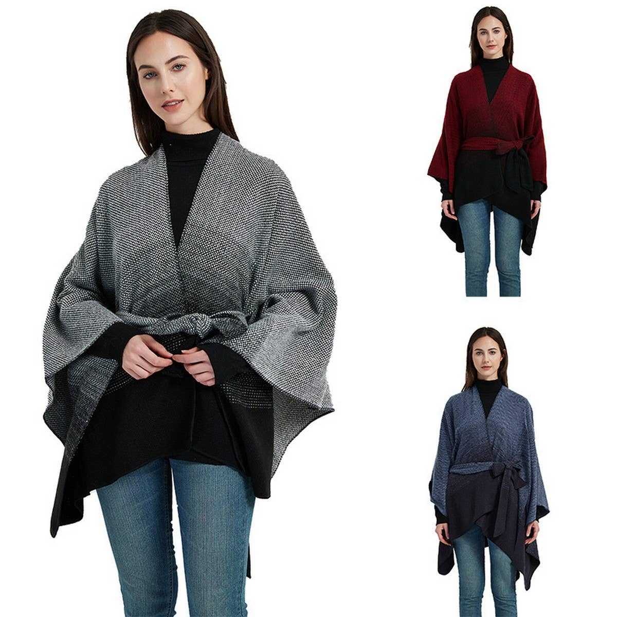GRADIENT CARDIGAN WARM SHAWL CLOAK