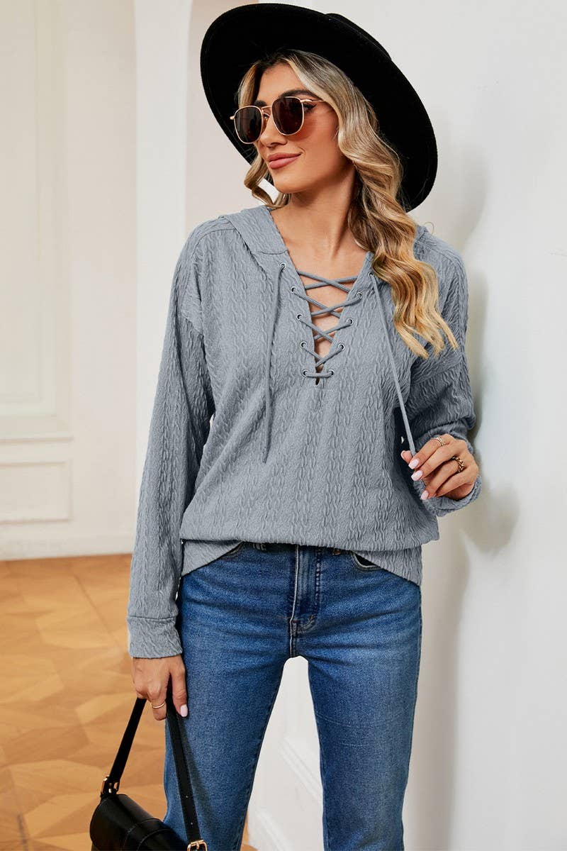 CWOHOL1096_AUTUMN AND WINTER SOLID COLOR HOODED SWEATSHIRT