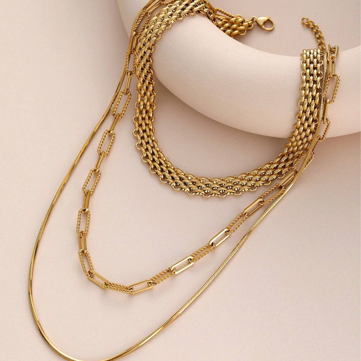 MULTI-LAYERED 18K GOLD-PLATED NECKLACE