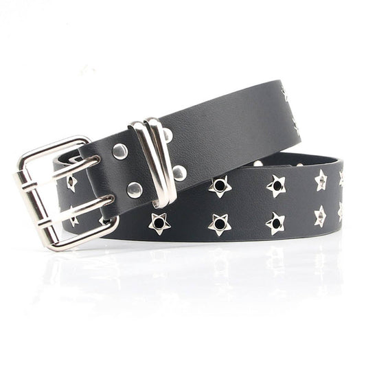 Punk style star-shaped double exhaust hole belt