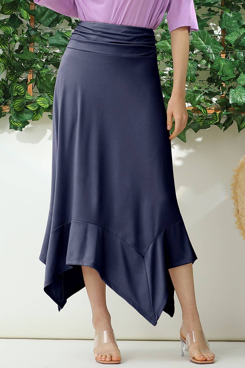 CWBLS118-P_HANDKERCHIEF HEMLINE WAIST LONG FLOWY SKIRT