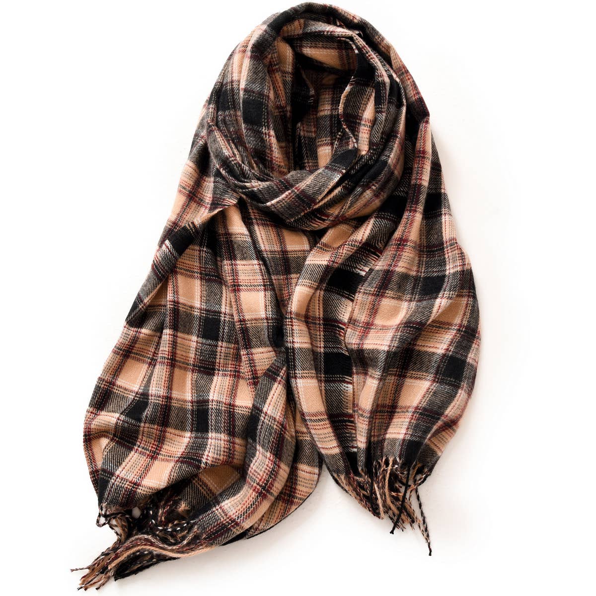 Red Plaid Winter Scarf ??Thick Warm Shawl Wrap_CWASC0175