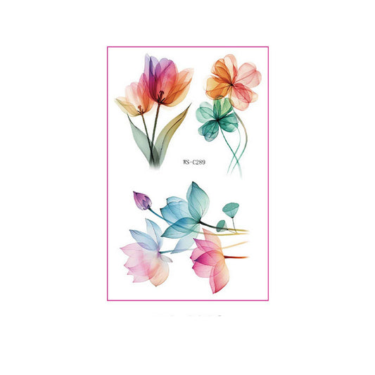 Watercolor Flower Tattoos for Hand & Collarbone