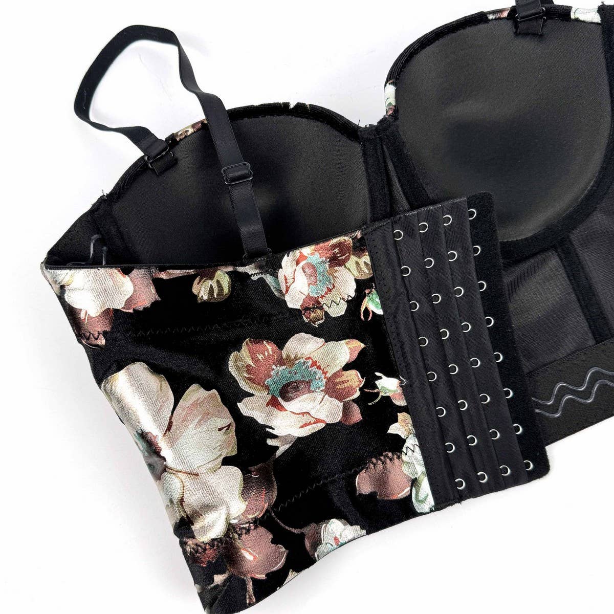 LUXURY VELVET FLOWER PRINTED HERRINGBONE BRA