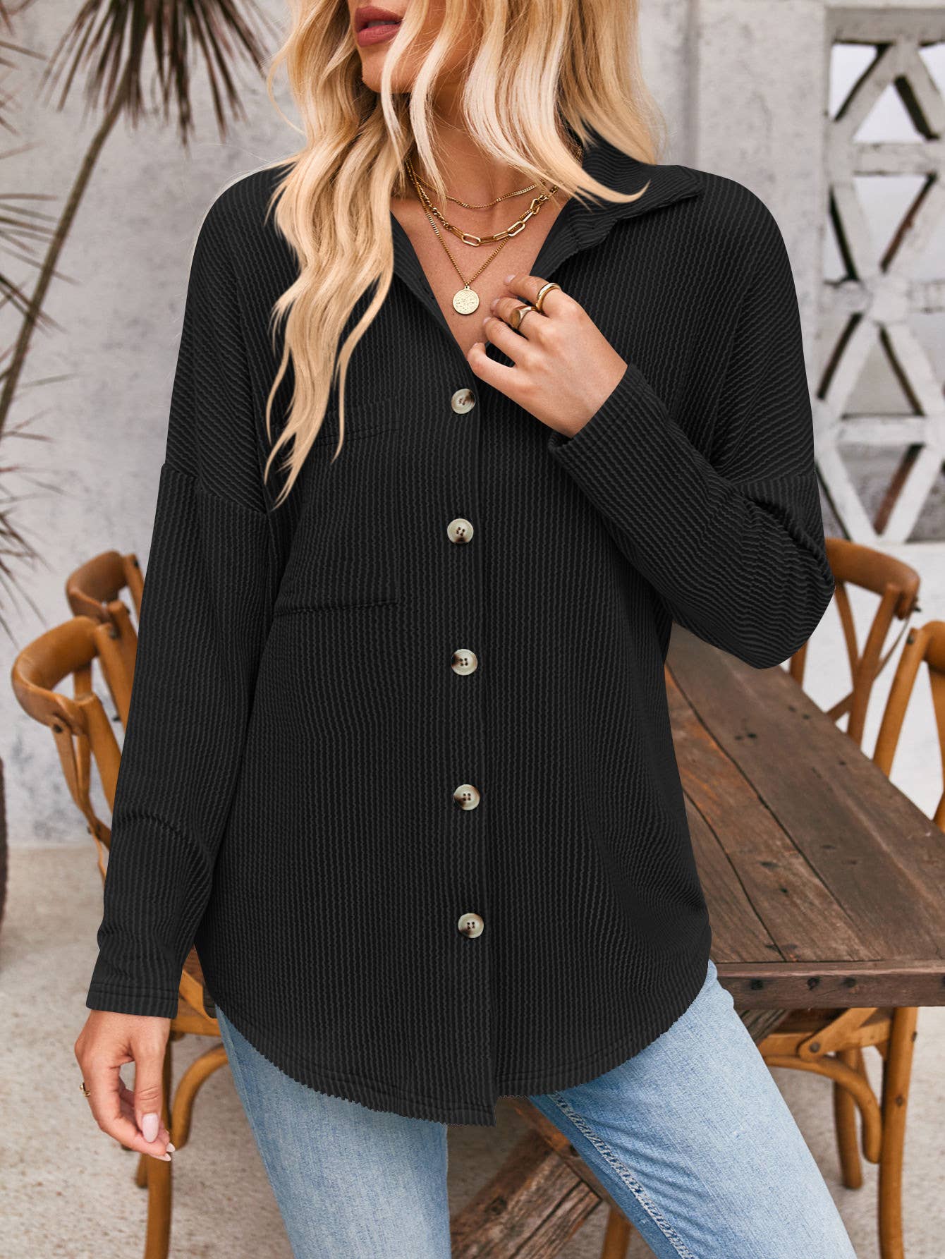 STRIPED POCKET LONG SLEEVE SHIRT CARDIGAN